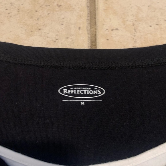 Northern Reflections Black & White Layered Henley Top, Size M - Picture 2 of 5